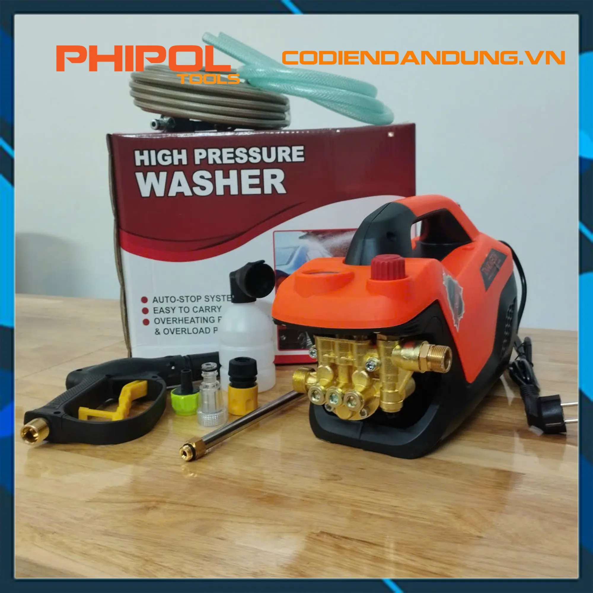 Máy rửa xe mini - 2300w - TKM-QXJ05E, máy hàn điện tử, máy hàn arc, phipol, codiendandung 01